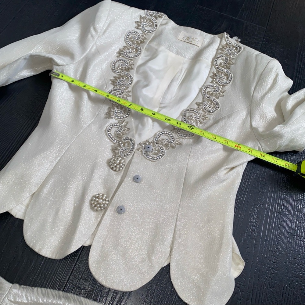Cache VINTAGE Wedding Gown Jacket Set Beaded Rhinestone Accents Women’s Size 10